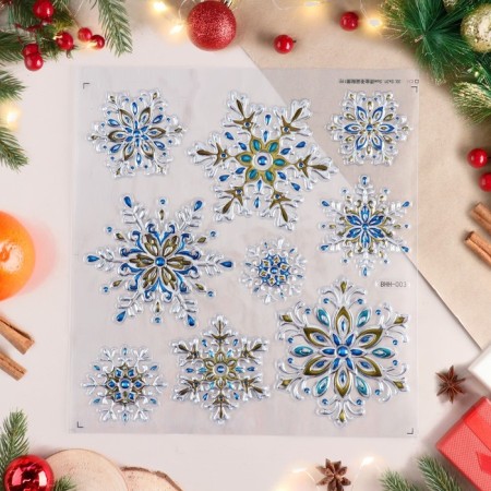 Stickers on the windows "New Year" snowflakes, golden tone, 38x30 cm