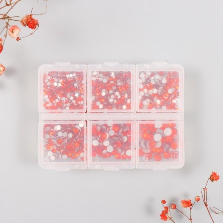 Decor for creativity Glass "Rhinestones. Red-orange" d = 2-4.8 mm nr 1188 pcs 6x8x1.5 cm-4