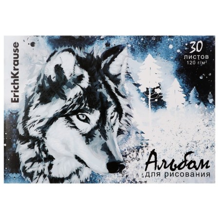 Album for drawing A4, 30 sheets, block 120 g/m², glue, Erich Krause "Timber Wolf", 100% whiteness, solid substrate