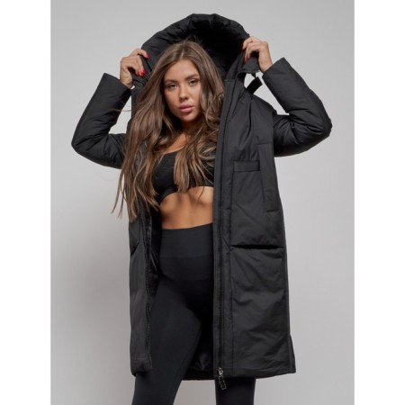 Coat insulated winter female, size 48, black color-13
