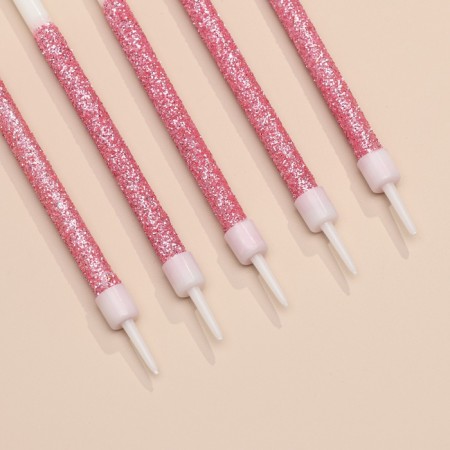 Candles for the cake "Brilliant radiance", 6 pcs, white with pink-3