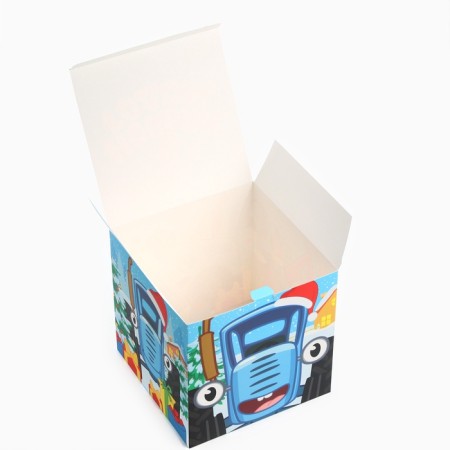 Folding box “Happy New Year. Blue Tractor ”, New Year, size 20 × 20 × 20 cm.-2