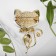 A gentle cat's “Cat eye” Brooch, beige color in gold