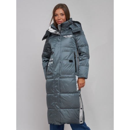 Coat insulated winter female, size 46, dark green color-7