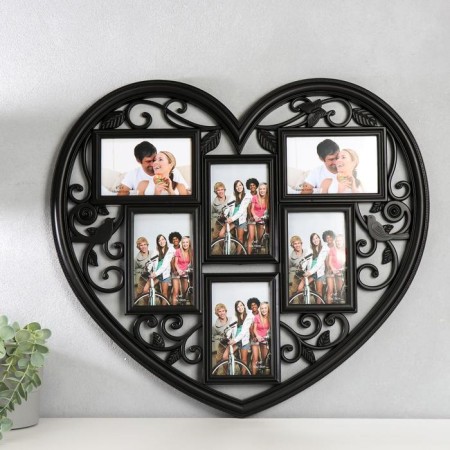 Photo frame plastic in 6 photos 10x15 cm "Openland heart" Black 56x51 cm