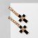 Earrings with rhinestones “crosses” chain, white-black color in gold
