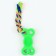 Chewing toy with a rope "Bone on a leash", 9.5 cm, green