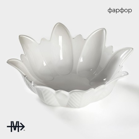 Porcelain salad Magistro "Blanche. Flower ", d = 30.6 cm, white color-1
