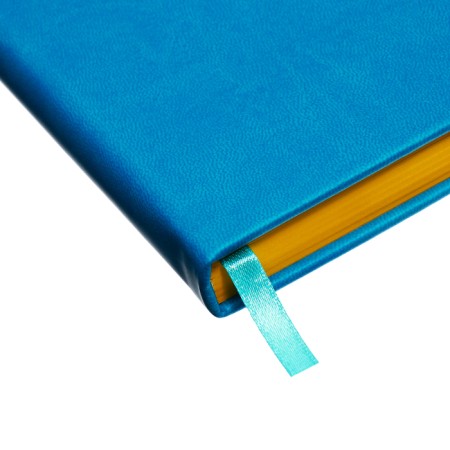 Leduced Diary A5, 140l, Cage, leatherette, elastic band, yellow cut, blue-4