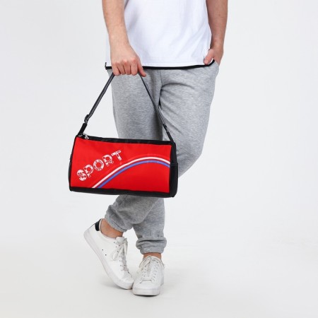 Sports bag with lightning, long belt, black/red color-1