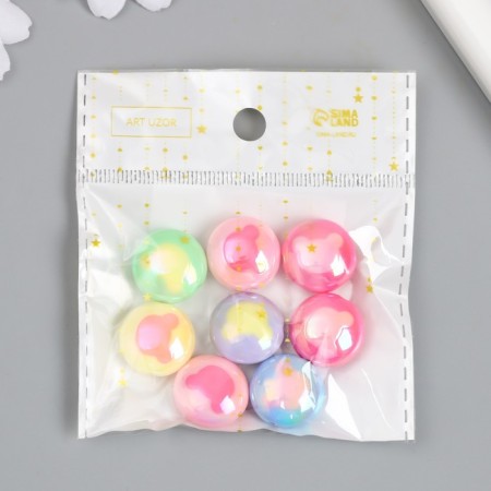 Busina Plastic "Flat ball. Mishka" Glossy mother of pearl mix 1.7x1.7 cm-3