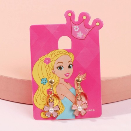 Clips children's “chosen” flower with pearls, white-peach color in gold-2
