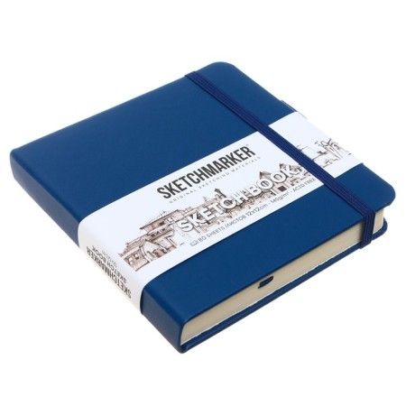 Sketchmarker sketchbook, 120 x 120 mm, 80 sheets, solid cover of artificial leather, blue, block 140 g/m2-2