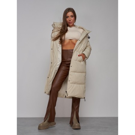 Coat insulated winter female, size 44, beige color-17