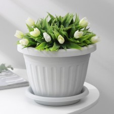 Pot for flowers with the Sylver Eco Podon, 2.6 l, d = 20 cm, the color is light gray