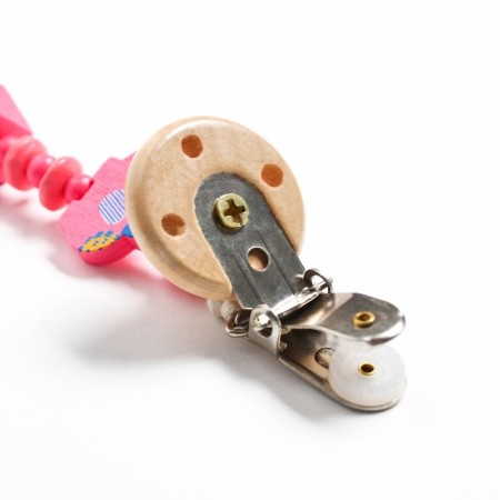 Holder for the nipple - dummy "elephant", wooden, pink color-1