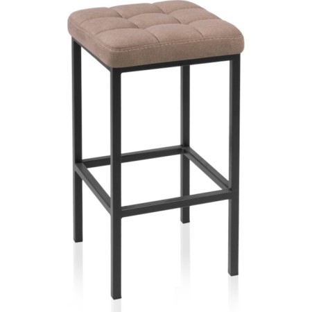 Stool Bar loft Metal/fabric, black/brown 35x35x65 cm