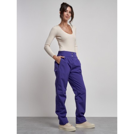 Warmed female trousers, size 42, purple color-10