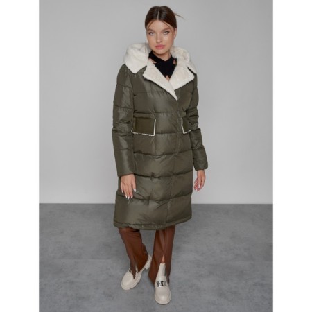 Coat insulated winter female, size 52, khaki color-9