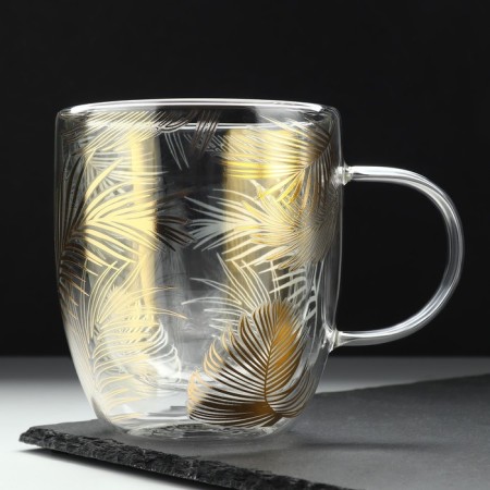 Glass mug with double walls "Tropics", 300 ml-1
