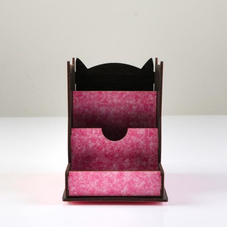 Chancellery stand wooden "owl", with a print, pink-5