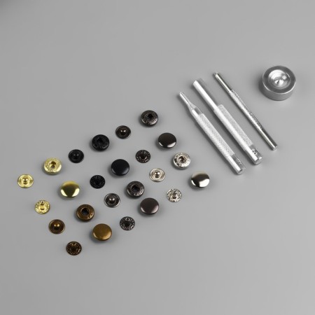 Installation buttons, alpha (S-shaped), d = 12.5 mm, 120 pcs, with the installer, in the organizer, color colorful color-1