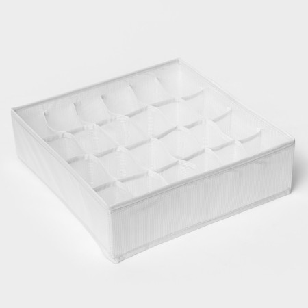 Organizer for storing linen LadOM, 24 cells, 32 × 32 × 10 cm, white color-3