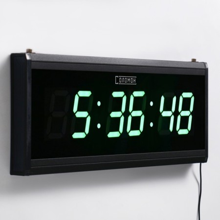 Electronic wall clock "Solomon", 48 x 19 x 3 cm, green numbers 7.5 x 4 cm-2