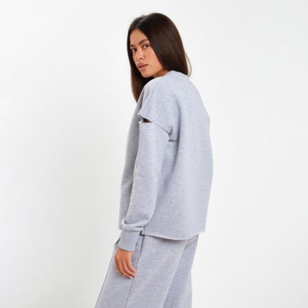 Women's sweatshirt with cuts MIST size 40-42, color gray-2