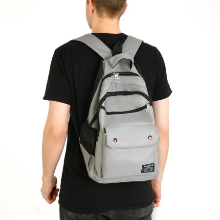 Youth backpack on lightning, 2 departments, 4 pockets, gray color-5