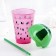 Watermelon glass, 450 ml, with a tube and lid, red color