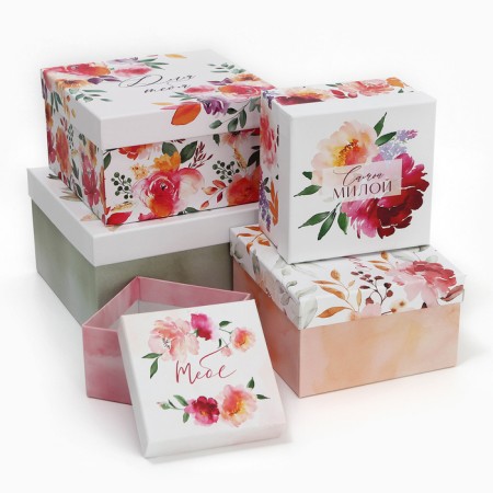 Set of boxes 10 in 1, gift packaging, “Flowers”, 10.2 x 10.2 x 6–28.2 x 28.2 x 15 cm 15 cm-3