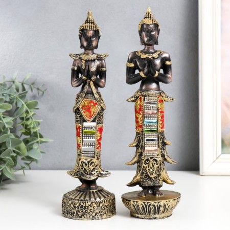Polystone souvenir "Buddha in elegant Lunga" MIX 6.5x6.5x25 cm