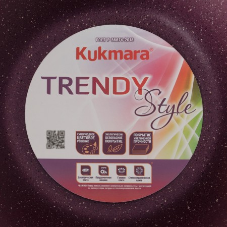Trendy Style, 4 l, d = 26 cm, glass cover, anti -stick coating, purple color-5