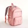 School backpack from textiles on lightning, 7 pockets, pink color
