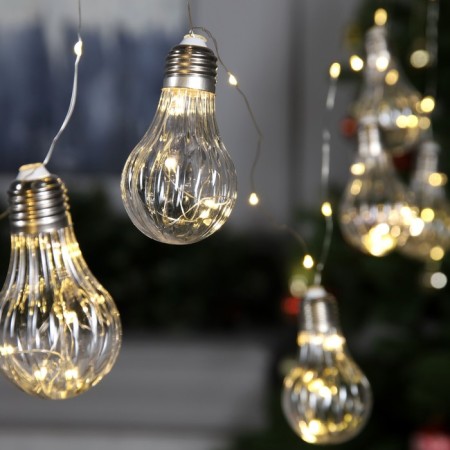 Garland “thread” 3 m dews with nozzles “volumetric bulbs”, IP20, silver thread, 100 LED, glow warm white, 3.5 in