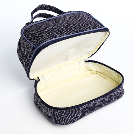 Cosmetic bag, 2 parts on zippers, blue color-3