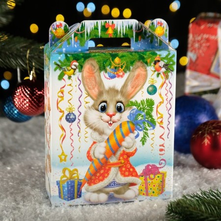 Gift box "Hare-Kot" White, 16 x 7.5 x 26 cm