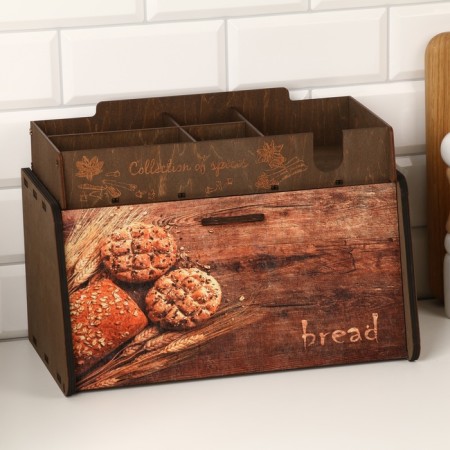 Bread a wooden bread with a stand under spices, 35.6 x 20.4 x 24.8 cm, wenge-3