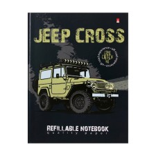 Notebook on rings, 160 sheets in the Jeep Cross cage, solid cover, glossy lamination, with a change of block