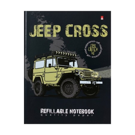 Notebook on rings, 160 sheets in the Jeep Cross cage, solid cover, glossy lamination, with a change of block
