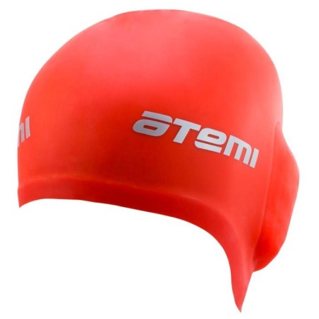 ATEMI EC102 swimming cap, silicone with “ears”, red color