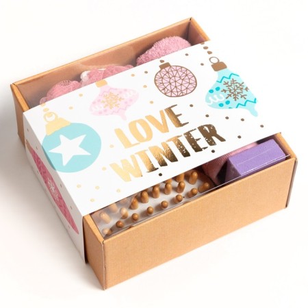 New Year's gift set "Love Winter", a towel 30x60 cm and bath accessories-9
