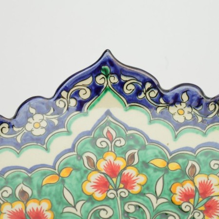 Largan Rishtan ceramics "Flowers", 32 cm, blue-green, corrugated-2
