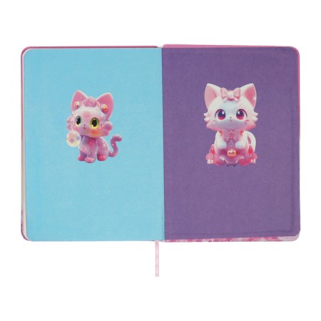 Notebook Gift Book 96l, line, colored cut, PVC Cat cover 3D (17.7x12.4cm)-8