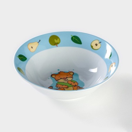 Plate Ceramic Deep Dolyana "Tigerok with pears", 400 ml, d = 15 cm, white color-2