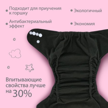 Panties-scammer, reusable, carbon-bamboo fabric, “flamingo”, from 0-36 months.-1