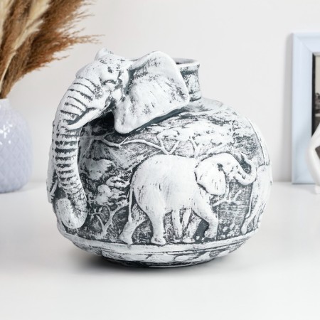 Kashpo - VAZ "African Elephants" 22x26x22cm, Antik-1