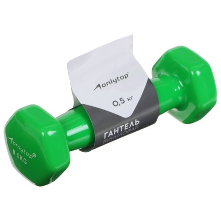 Vinyl dumbbells onlytop, 0.5 kg, green color