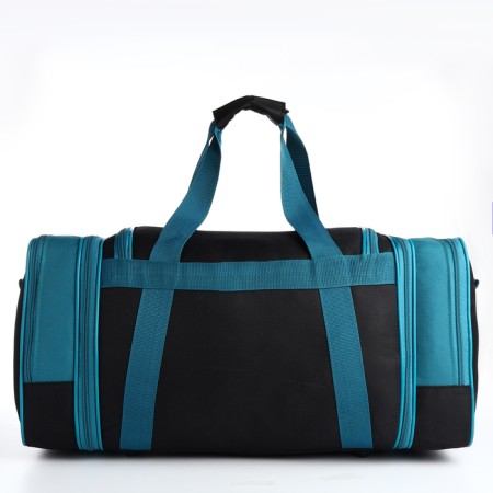 Road bag on a zipper, with an increase, 2 outer pockets, a long belt, black/sea wave color-2